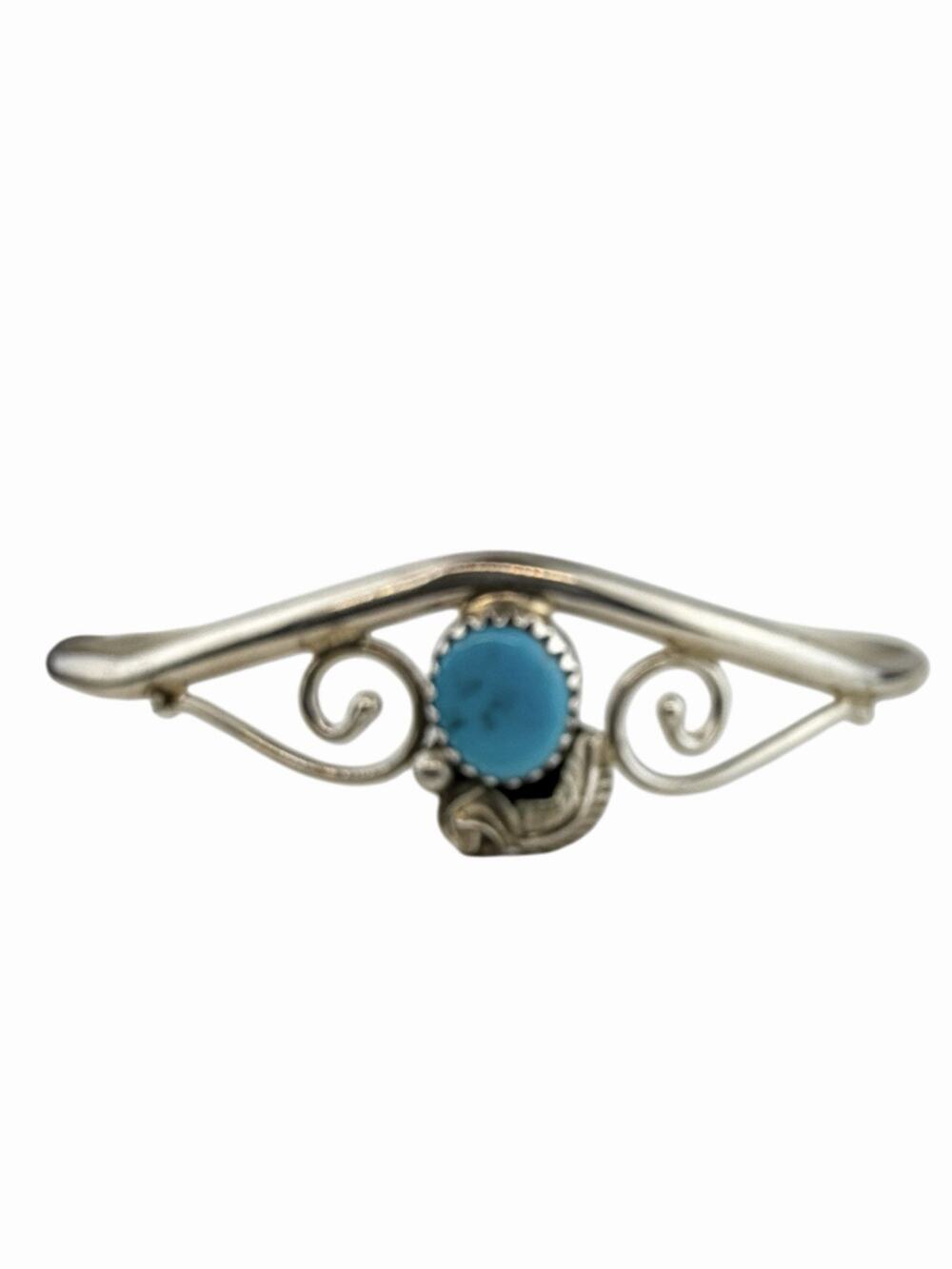 Jerry Cowboy C Native American Sterling Silver Bracelet Cuff Turquoise